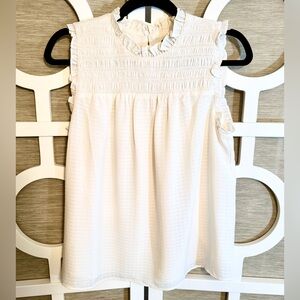 ANN TAYLOR, Simply Smocked Ivory (Lined) Top, SZ- Small *Like New!